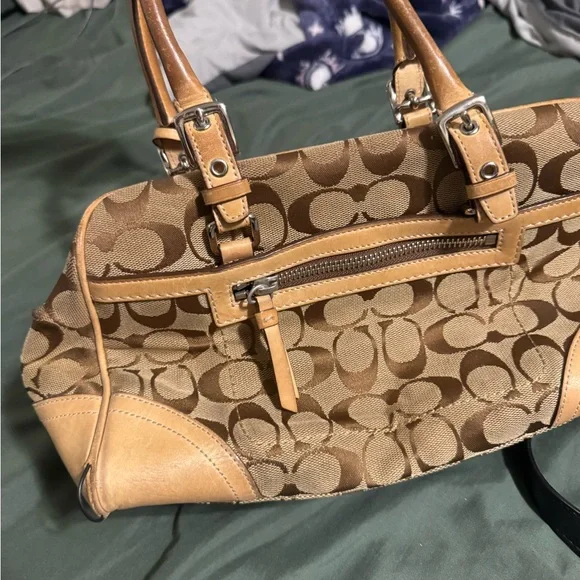 Coach Signature Canvas Satchel and Wristlet Set in Tan and Black Vintage Bundle! - Picture 8 of 8